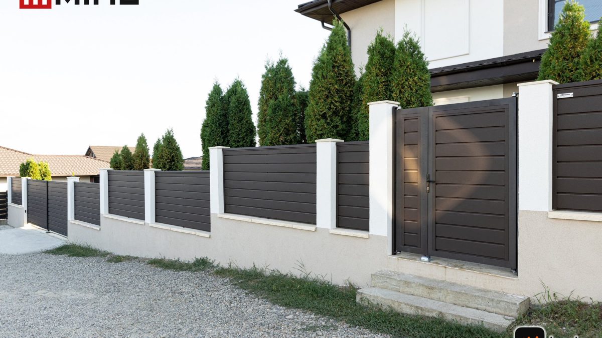 Gard metalic si porti moderne gri antracit