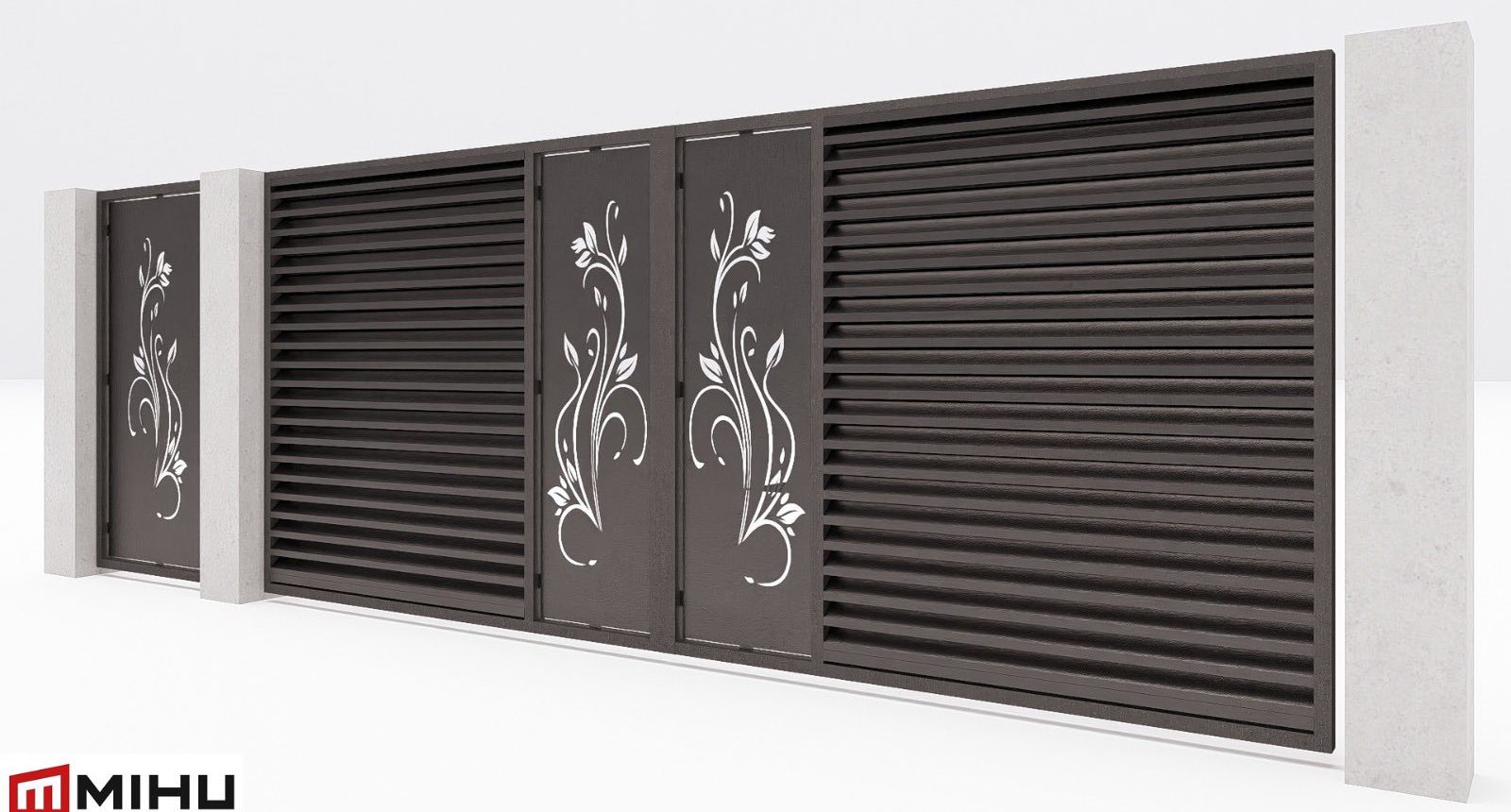 gard metalic modern cu tabla debitata laser 01